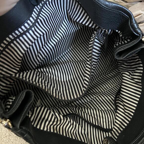 Kate Spade Andee Pebbled Leather Tote Black Shoulder Bag Gold Chain Strap Large - Picture 9 of 9